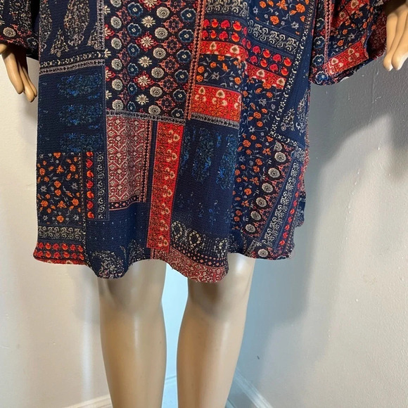 Mittoshop, M, scoop neck cold shoulder, bell long sleev, patchwork design, mini, - Picture 7 of 11